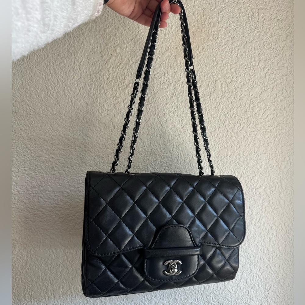 Authentic Chanel Black Small Quilted Lambskin Coco Loop Flap